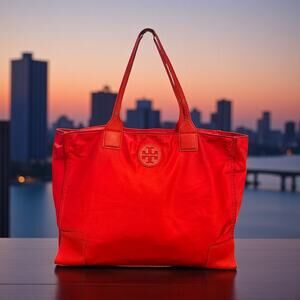 Tory Burch Red Nylon and Leather Tote